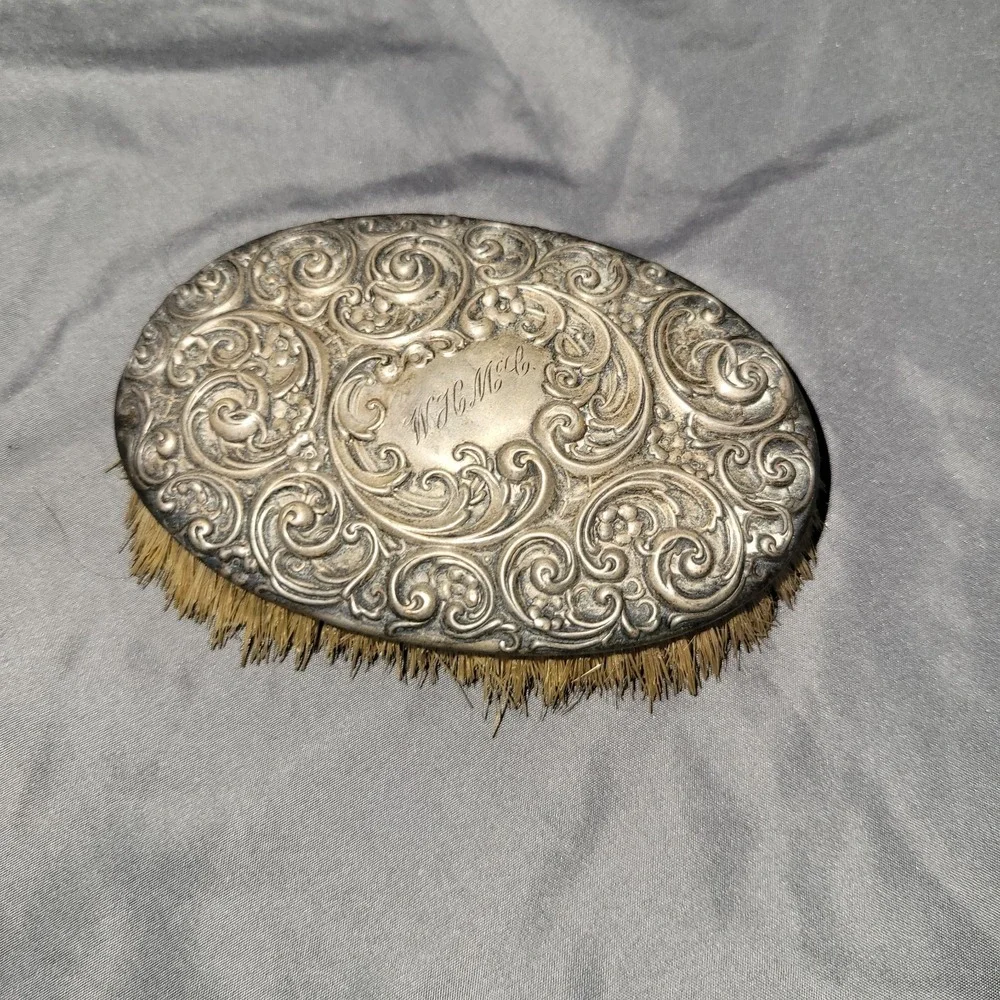 Antique Sterling 925 Engraved Vanity Brush